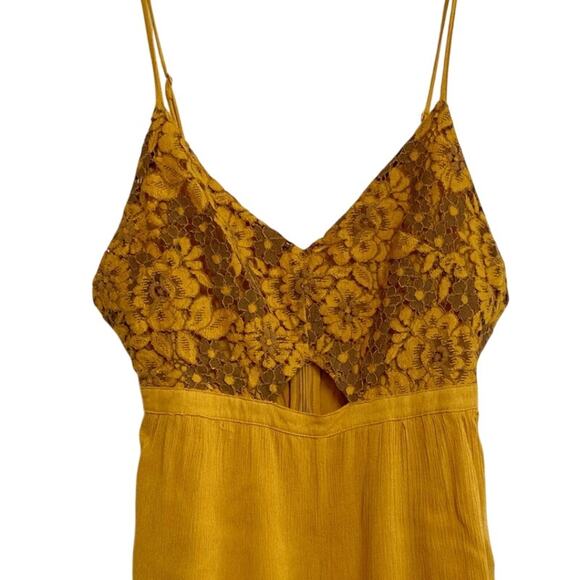 Le Lis Mustard Yellow Cutout Lace Romper - S - Picture 8 of 13